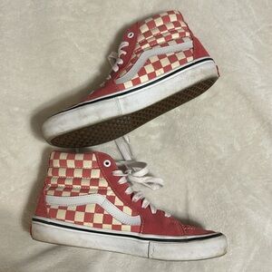 Vans pink check high tops women’s 7.5 men’s 6